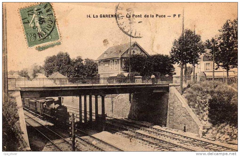 92 LA GARENNE COLOMBES LES VALLEES Pont De La Puce, Passage De Train Vapeur, Ed PF 14, 1917 - La Garenne Colombes