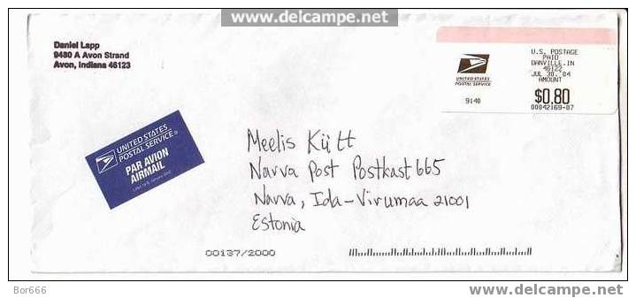 GOOD POSTAL COVER : USA ( Danville IN ) - ESTONIA 2004 - Postage Paid 0.80$ - Lettres & Documents