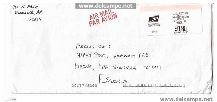 GOOD POSTAL COVER : USA ( Dardanelle AR ) - ESTONIA 2005 - Postage Paid 0.80$ - Briefe U. Dokumente