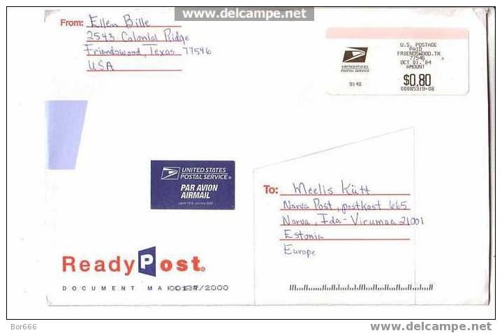 GOOD POSTAL COVER : USA ( Friendswood TX ) - ESTONIA 2004 - Postage Paid 0,80$ - Lettres & Documents