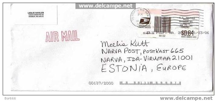 GOOD POSTAL COVER : USA ( Rainier WA ) - ESTONIA 2006 - Postage Paid 0,84$ - Storia Postale