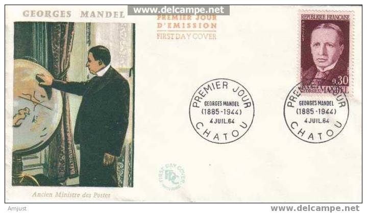 FDC France 1964  No. Y&T 1423  Georges Mandel - 1960-1969