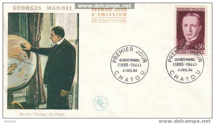 FDC France 1964 Y&T 1423  Georges Mandel - 1960-1969