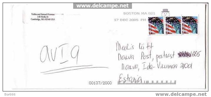 GOOD POSTAL COVER USA ( Boston ) - ESTONIA 2005 - Good Stamped : Flags - Briefe U. Dokumente