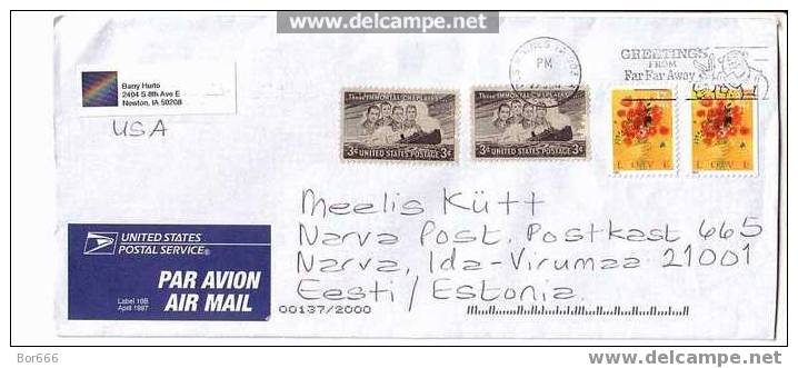 GOOD POSTAL COVER USA ( Des Moines ) - ESTONIA 2005 - Good Stamped : Flowers / These Immortal Chaplains - Ship - 2001-10