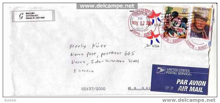 GOOD POSTAL COVER USA ( Orlando ) - ESTONIA 2004 - Good Stamped : Disney / John Wayne - Briefe U. Dokumente