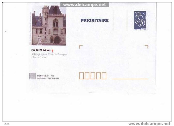 PAP PRIORITAIRE TSC PALAIS JACQUES COEUR BOURGES (CHER) Timbre LAMOUCHE BLEU Format CARRE - Prêts-à-poster:Stamped On Demand & Semi-official Overprinting (1995-...)