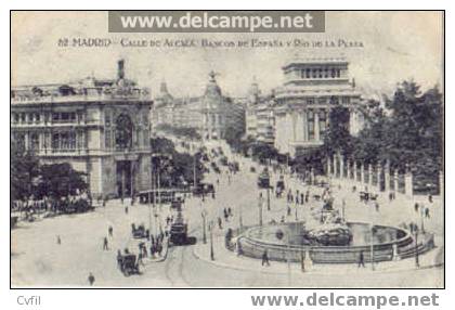 MADRID - CALLE DE ALCALA - BANCOS - TRANVIAS Ca 1920 - POSTAL CARD - Madrid