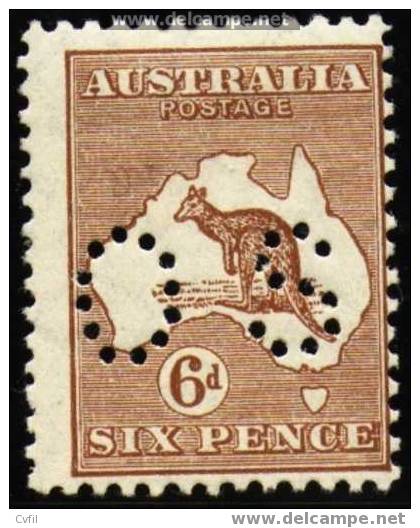 AUSTRALIA 1929 - 6d. CANGURO - PERFORADO O.S., TIPO II - Dienstzegels