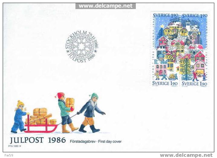 LUGE FDC SUEDE 1986 LUGE ET NOEL - Winter (Other)