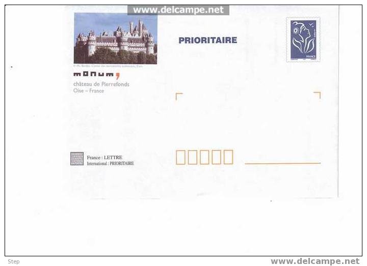 PAP PRIORITAIRE TSC CHATEAU DE PIERREFONDS (OISE) Timbre LAMOUCHE BLEU Format CARRE - Prêts-à-poster:Stamped On Demand & Semi-official Overprinting (1995-...)