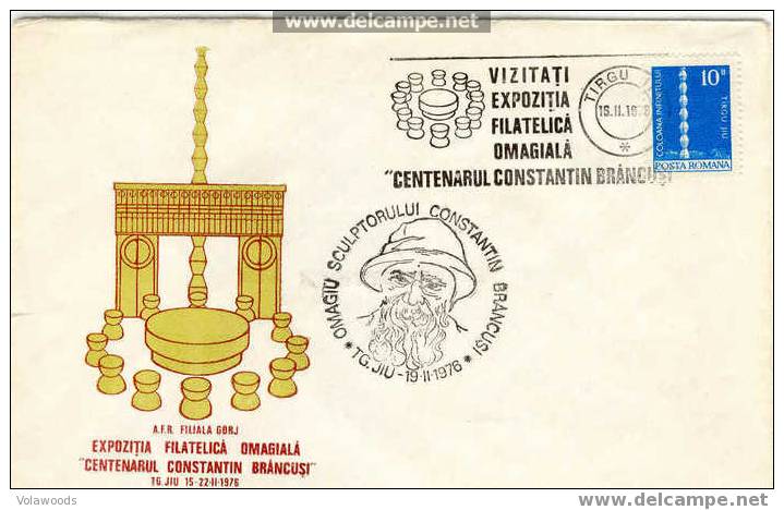 Romania - Busta Con Annullo Speciale Scultore Constantin Bracusi - Covers & Documents