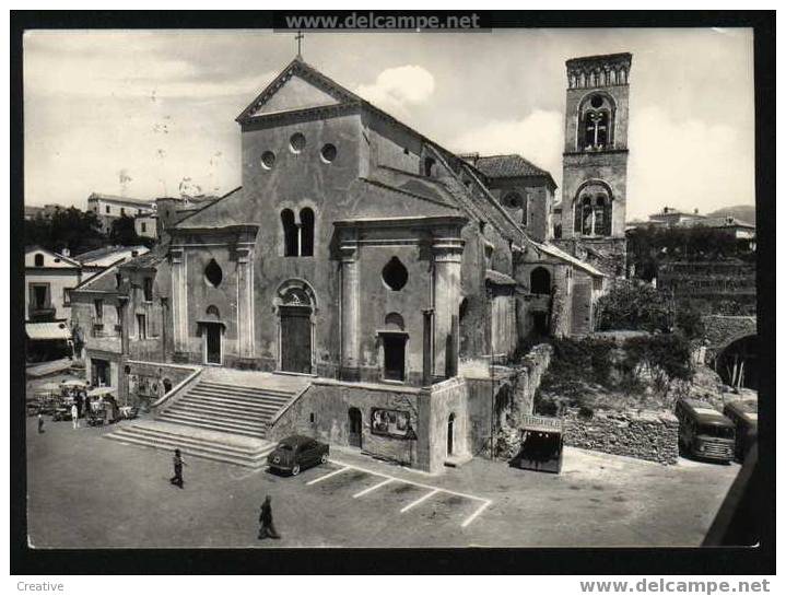 RAVELLO LA CATTEDRALE +TIMBRE 1957  AUTO & AUTOBUS ANNO 1957 +TIRO - A - VOLO - Salerno