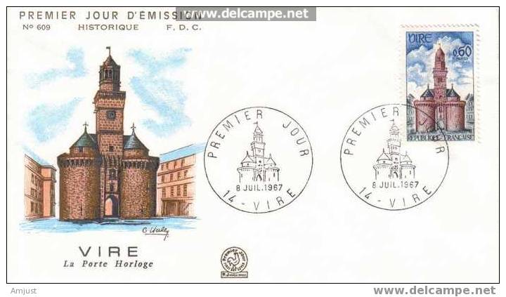 France FDC 1967 (No. Y&T 1500) Porte De L´horloge à Vire - 1960-1969