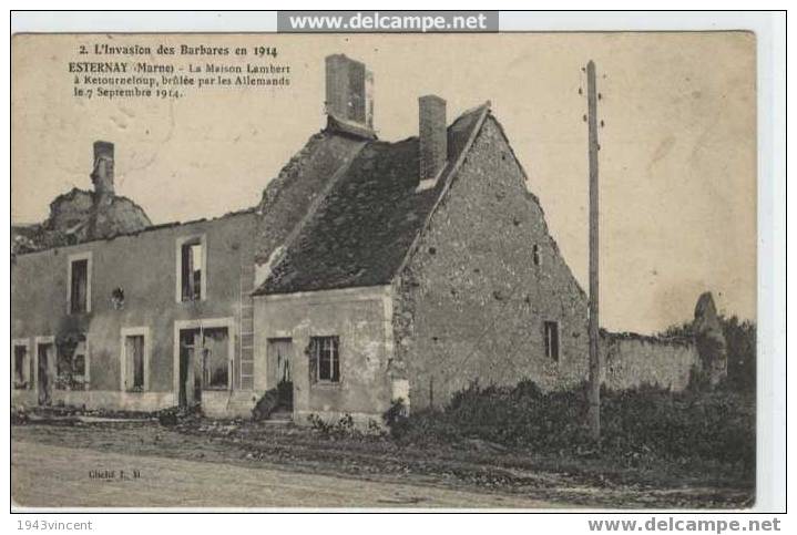 138 - ESTERNAY-51- L'invasion Des Barbares En 1914 - - Esternay