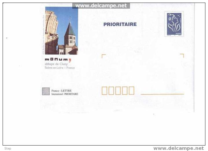 PAP PRIORITAIRE TSC ABBAYE DE CLUNY (SAONE ET LOIRE) Timbre LAMOUCHE BLEU Format CARRE - Prêts-à-poster:Stamped On Demand & Semi-official Overprinting (1995-...)