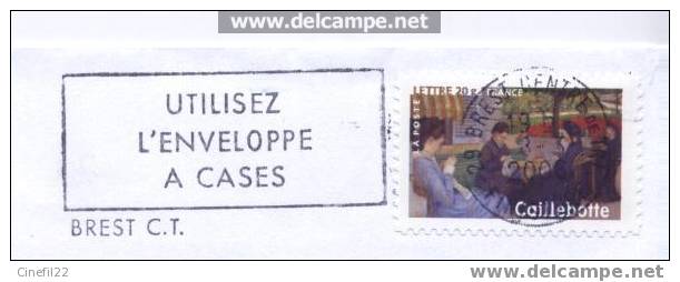 FRANCE, Flamme BREST "Utilisez L'enveloppe à Cases", 2006, Sur Lettre - Andere & Zonder Classificatie