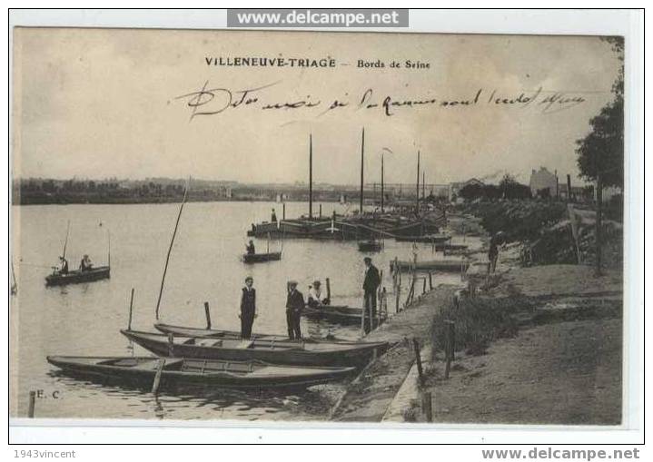 181 - VILLENEUVE - TRIAGE - Bords De Seine - Rare CP Animée De 1915 - - Villeneuve Saint Georges