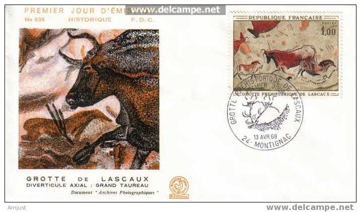 France FDC 1968 (No. Y&T 1555) Peinture De La Grotte De Lasceaux à Montignac - 1960-1969