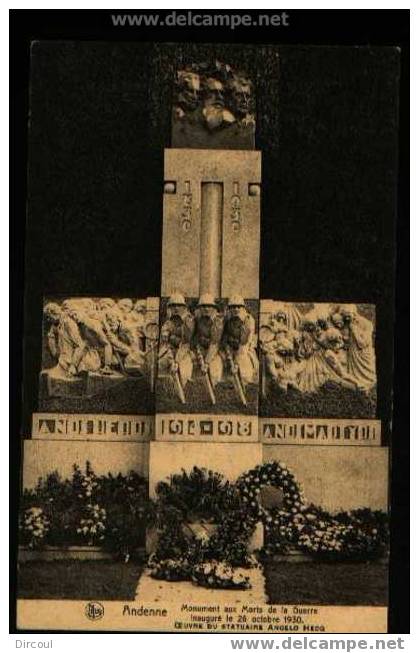 1853 - Andenne  Monument Aux Morts De La Guerre Inauguré Le 26 Oct 30 - Andenne