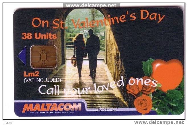 Malta - Malte - Red Rose - Love - Heart - Roses - Loves - St.Valentine - On St.Valentine`s Day  ( Limited Card ) - Malta
