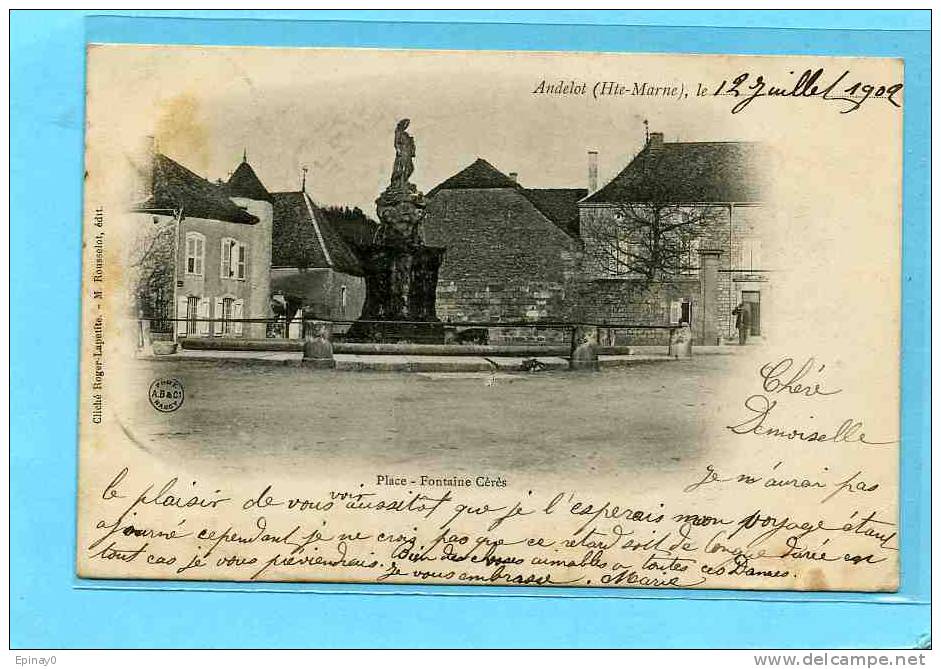 52 - B - ANDELOT - Place - Fontaine Cérés - Clichée Avant 1903 - Andelot Blancheville