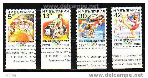 BULGARIE - 1988 - Jeux Olimpique Seul´88 4v ** Avec Milesim - Summer 1988: Seoul