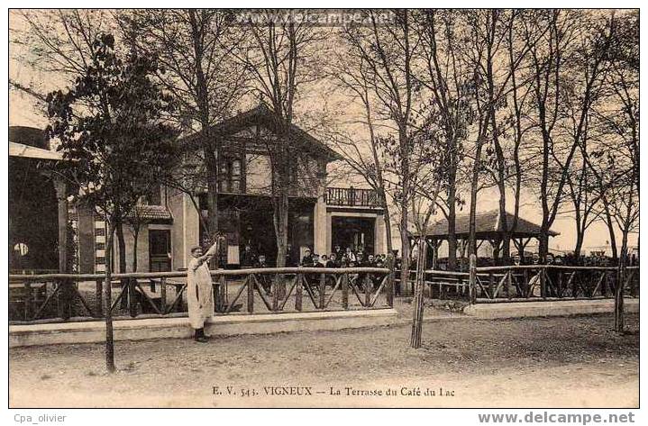 91 VIGNEUX Café Du Lac, Terrasse, Animée, Pecheur D'Anguille?, Ed EV 543, 1907 - Vigneux Sur Seine