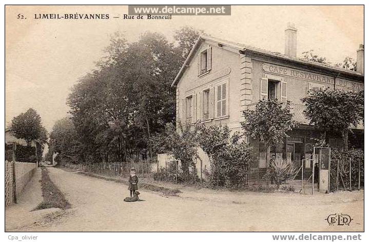 94 LIMEIL BREVANNES Rue De Bonneuil, Animée, Café Restaurant, Maison Herberi, Ed ELD 52, 190? - Limeil Brevannes