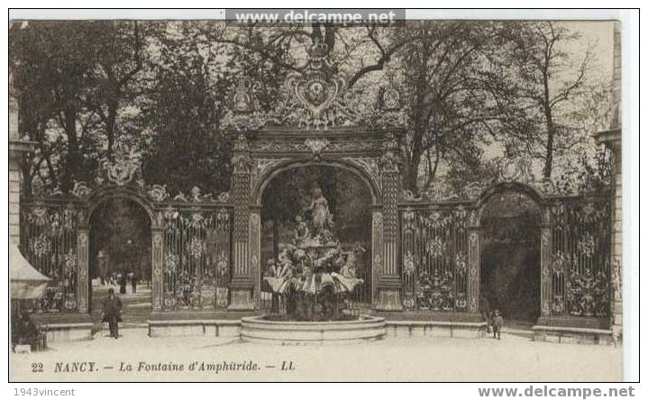 230 - NANCY - La Fontaine D´Amphitride - Belle CP. écrite Le 18-3-1921 - Animée - - Neuves Maisons