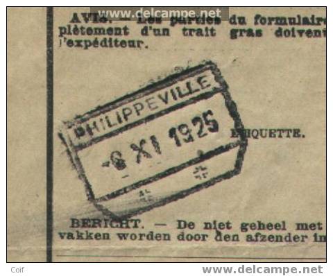 Vrachtbrief / Lettre De Voiture  Met Stempel PHILIPPEVILE Op 6/11/1925 Naar HAREN - Altri & Non Classificati