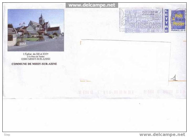 PAP MISSY SUR AISNE (AISNE) : EGLISE Et PLACE DE VERDUN - PAP : Bijwerking /Logo Bleu