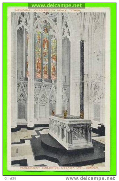 OTTAWA,ONT. - MEMORIAL CHAMBER IN PEACE TOWER - CARTE A VOYAGÉE EN 1931  - Valentines - Ottawa