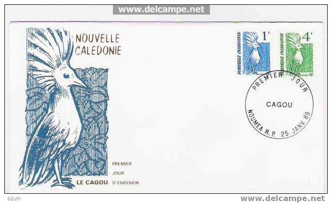 NOUVELLE CALEDONIE / FDC  / LA CAGOU  / 1989. - Hoendervogels & Fazanten