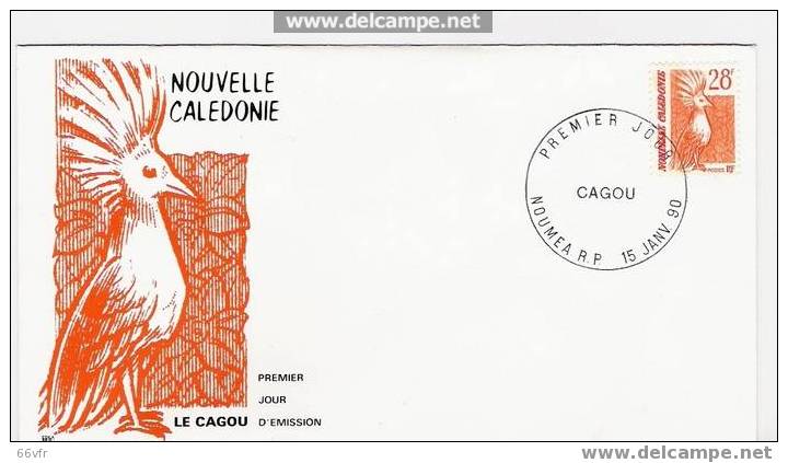 NOUVELLE CALEDONIE / FDC  / LA CAGOU  / 1990. - Gallinaceans & Pheasants