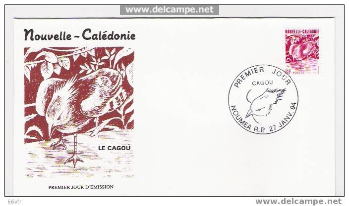 NOUVELLE CALEDONIE / FDC  / LA CAGOU  / 1993. - Gallinacées & Faisans