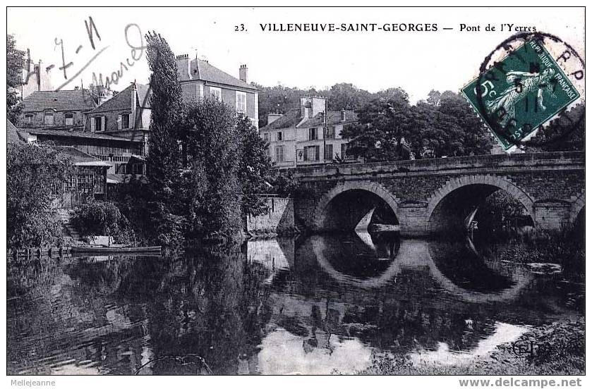 Cpa Villeneuve St Georges (94, Val De Marne) Pont De L´Yerres. 1911 - Villeneuve Saint Georges