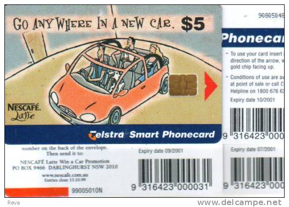 AUSTRALIA $5 NESCAFE  AD CARD  CAR COMPETITION  CHIP  CODE : 99/10N ED.09/01 READ DESCRIPTION !! - Australien