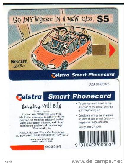 AUSTRALIA $5 NESCAFE  AD CARD  CAR COMPETITION  CHIP  CODE : 99/10N ED.09/01 READ DESCRIPTION !! - Australien