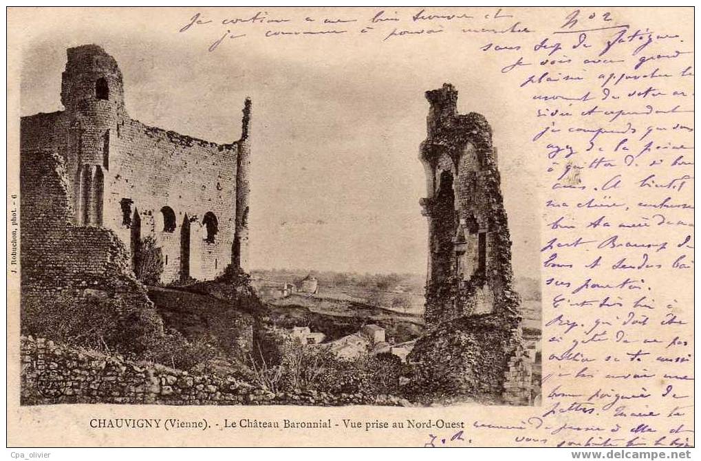 86 CHAUVIGNY Chateau Barronial, Ruines, Vue Prise Du Nord Ouest, Ed Robuchon 6, 1901 - Chauvigny