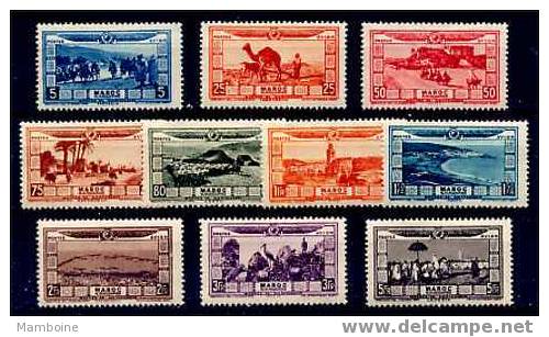 Maroc  P.  Aerienne 1928.n° 12 / 21. Neuf *  (trace De Charn.)10 Val. Serie Compl. - Posta Aerea