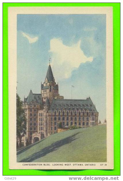 OTTAWA, ONTARIO - ÉDIFICE DE LA CONFÉDÉRATION - CÔTÉ OUEST - CARTE JAMAIS UTILISÉE - VALENTINE-BLACK CO - - Ottawa