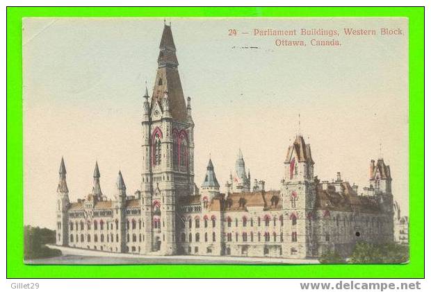 OTTAWA,ONT. - ÉDIFICE DU PARLEMENT CÔTÉ OUEST - CARTE À VOYAGÉE EN 1906 - - Ottawa