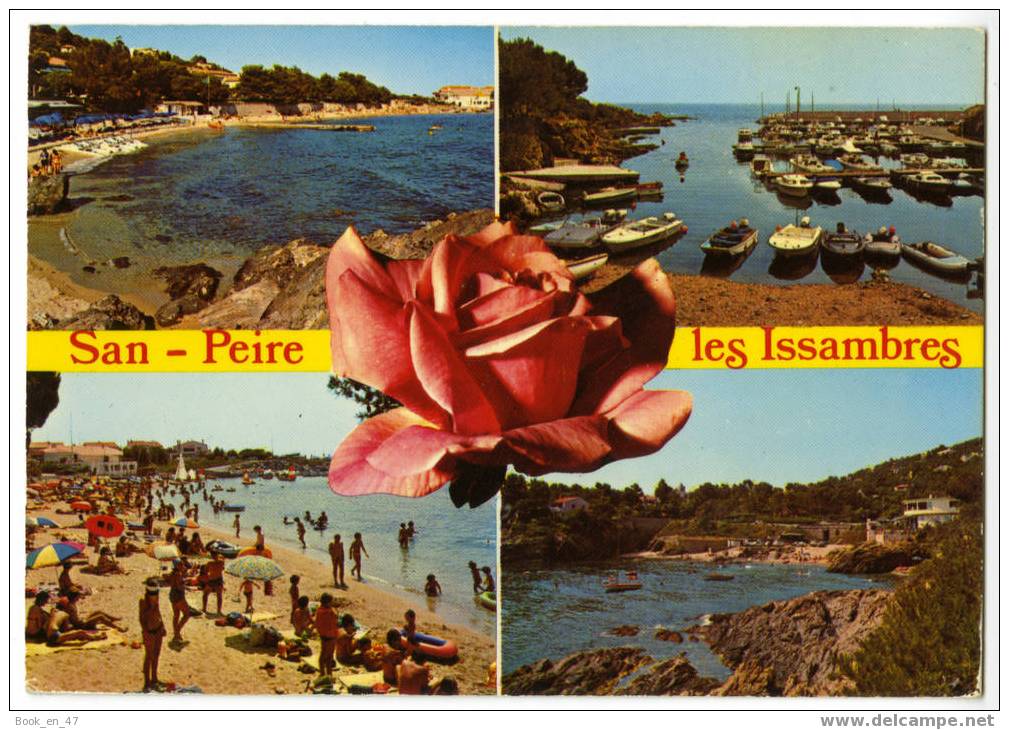 {25653} 83 Var San Peire Les Issambres , Multivues . Bateaux , Baigneurs, Rose , Circulée En 1989 . Ed Azur Riviera - Les Issambres