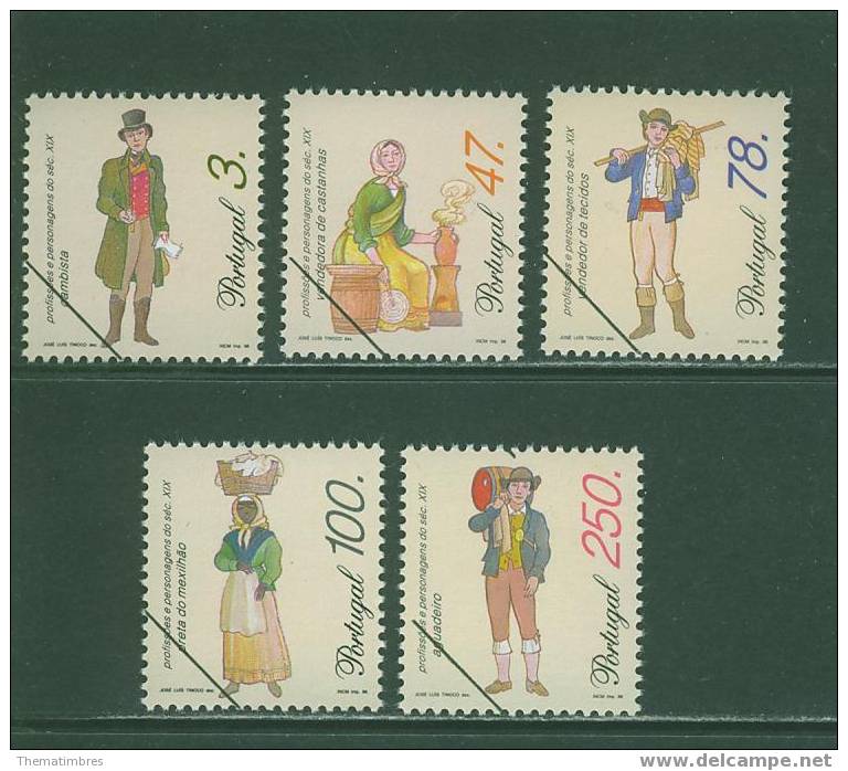 SPE0062 Specimen Vieux Metiers Banquier Vendeuse Chataigne Tissus Moules Eau 2094 à 2098 Portugal 1996 Neuf ** - Unused Stamps