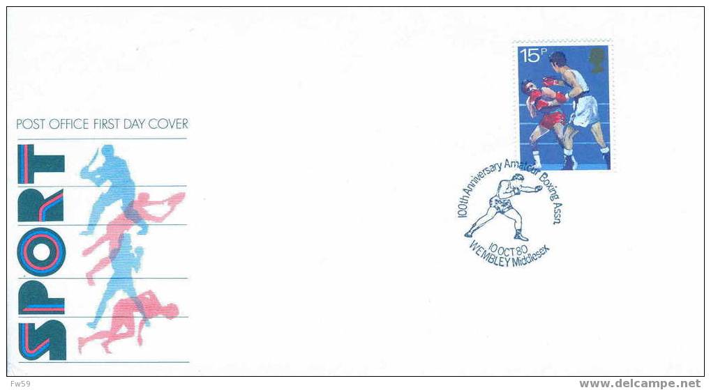 BOXE FDC GRANDE BRETAGNE 1980 100 ANS DE FEDERATION AMATEUR - Boxing