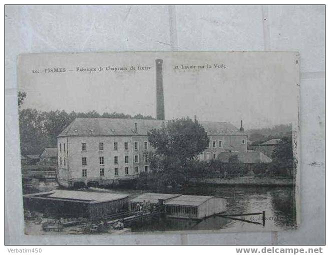 51...FISMES..FABRIQUE DES CHAPEAUX DE FEUTRES ET LE LAVOIR SUR LA VESLE..1917..ANIMEE - Fismes