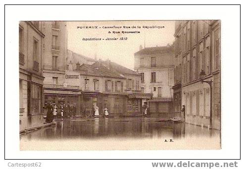 Puteaux. Carrefour Rue De La République & Rue Rousselle. Inondations. Janvier 1910. - Puteaux