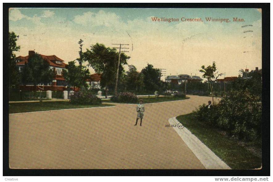 WELLINGTON CRESCENT,Winnipeg,Man -  1912 CANADA TO GAND - Winnipeg