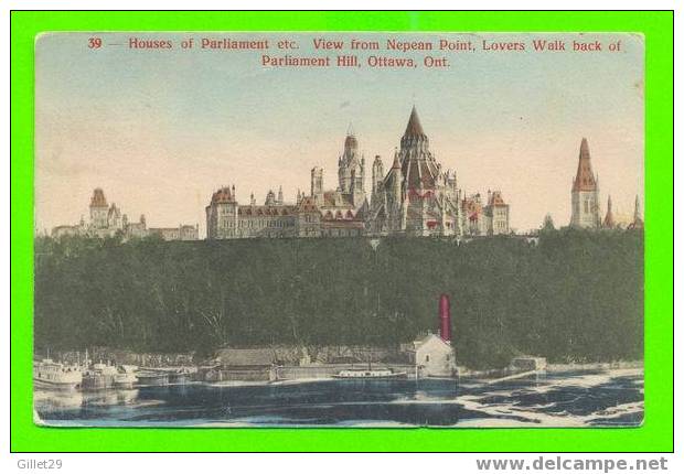 OTTAWA,ONTARIO - HOUSES OF PARLIAMENT - VIEW FROM NEPEAN POINT - CARD TRAVEL IN 1906 - G. H. THORBURN - - Ottawa